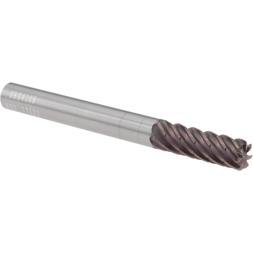 Corner Radius End Mill: 1/4" Dia, 3/4" LOC, 0.0300" Radius, 7 Flute, Solid Carbide