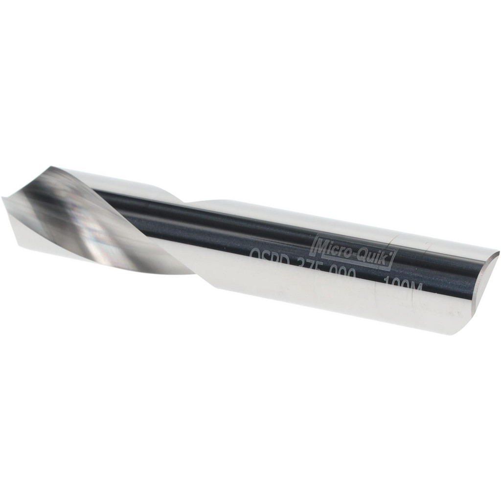 Micro 100 Spotting Drill: 3/8" Dia, 90 deg, 2-1/2" OAL, Solid Carbide - 1" Flute Length, 3/8" Shank Dia, Bright/Uncoated Finish, Right Hand Cut