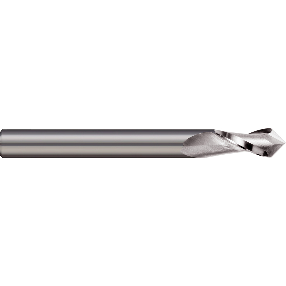 Drill Mill: 1/2" Dia, 1" LOC, 2 Flutes, 90 &deg; Point, Solid Carbide - 3" OAL, 1/2" Shank Dia, Uncoated