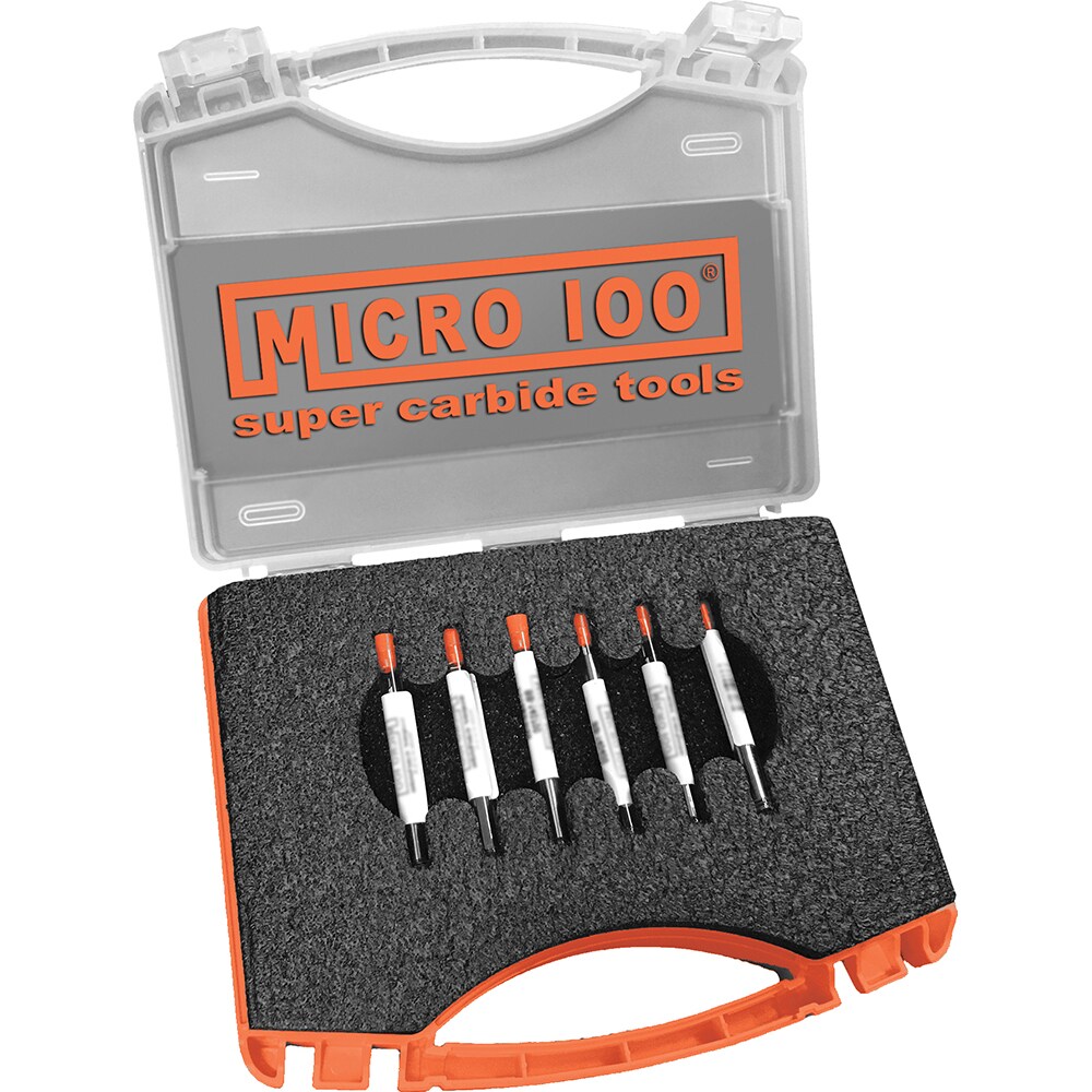 Boring Bar Sets; Shank Diameter (Inch): 1/8 ; Minimum Bore Diameter - Smallest Bar (Inch): .0180 ; Minimum Bore Diameter - Largest Bar (Inch): 0.0405 ; Maximum Bore Depth - Smallest Bar (Inch): .075 ; Maximum Bore Depth - Largest Bar (Inch): .150