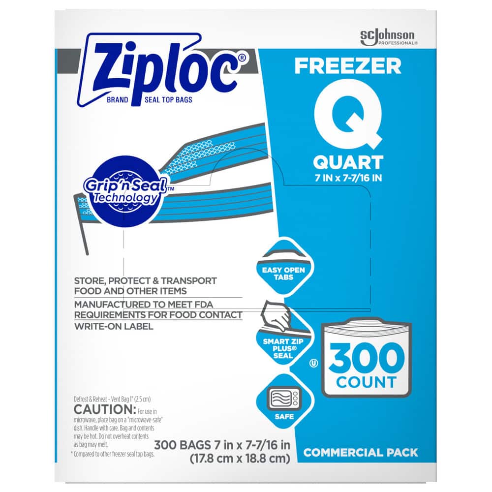 Ziploc 696187 Food Storage Bag: 1 qt, Polyethylene 