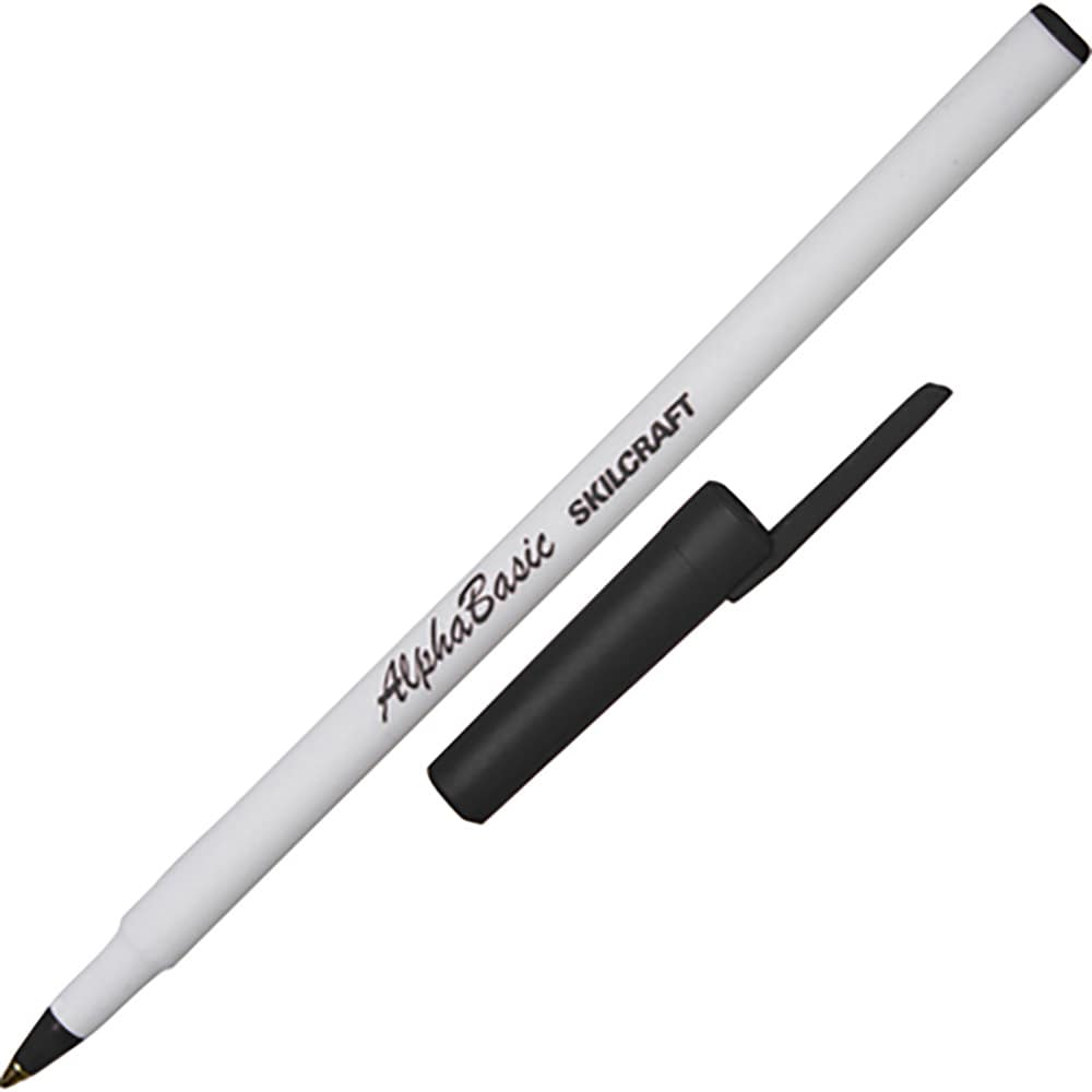 SKILCRAFT : Stick Pen – Blue Ink – White Barrel – 12 / Dozen