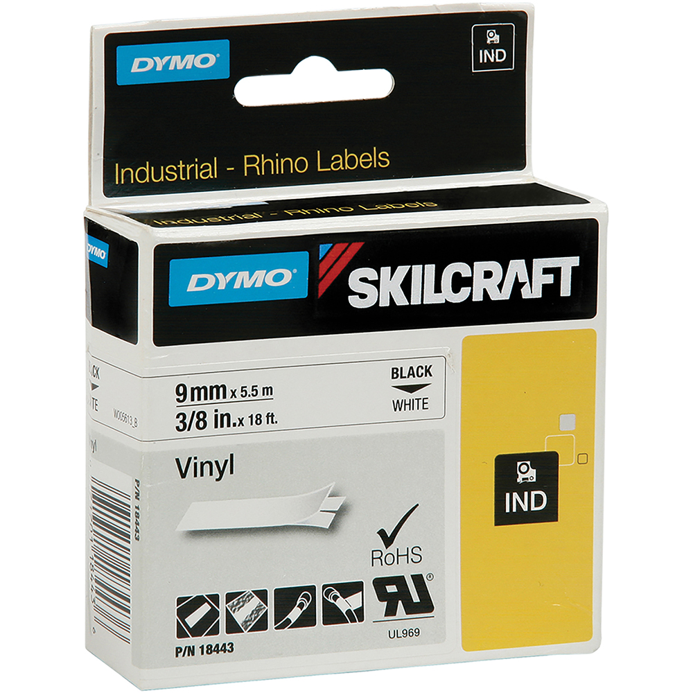 Ability One Label Tape 3 4 Vinyl White Black 15313992 MSC