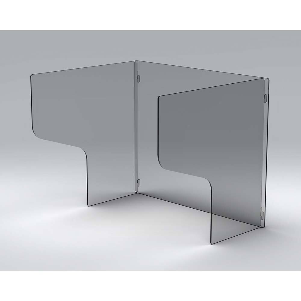 Office Cubicle Partition: 24" OAW, 19" OAH, Stainless Steel & Polycarbonate, Clear