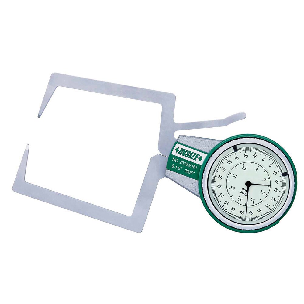 Outside Dial Caliper Gages; Maximum Measurement (Inch): 0.8000 ; Graduation (Decimal Inch): 0.0005 ; Groove Depth (Decimal Inch): 0.9850 ; Groove Width (Decimal Inch): 0.1970 ; Contact Point Type: Radius Steel Contact Tip ; Accuracy (Decimal Inch): 0.0012