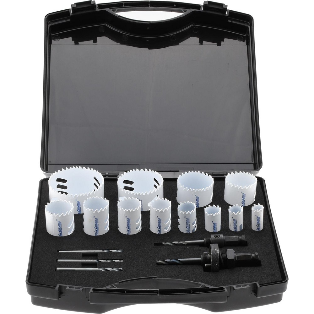 PRO-SOURCE PRO-913K08 Contractors Hole Saw Kit: 17 Pc, 5/8 to 3" Dia 