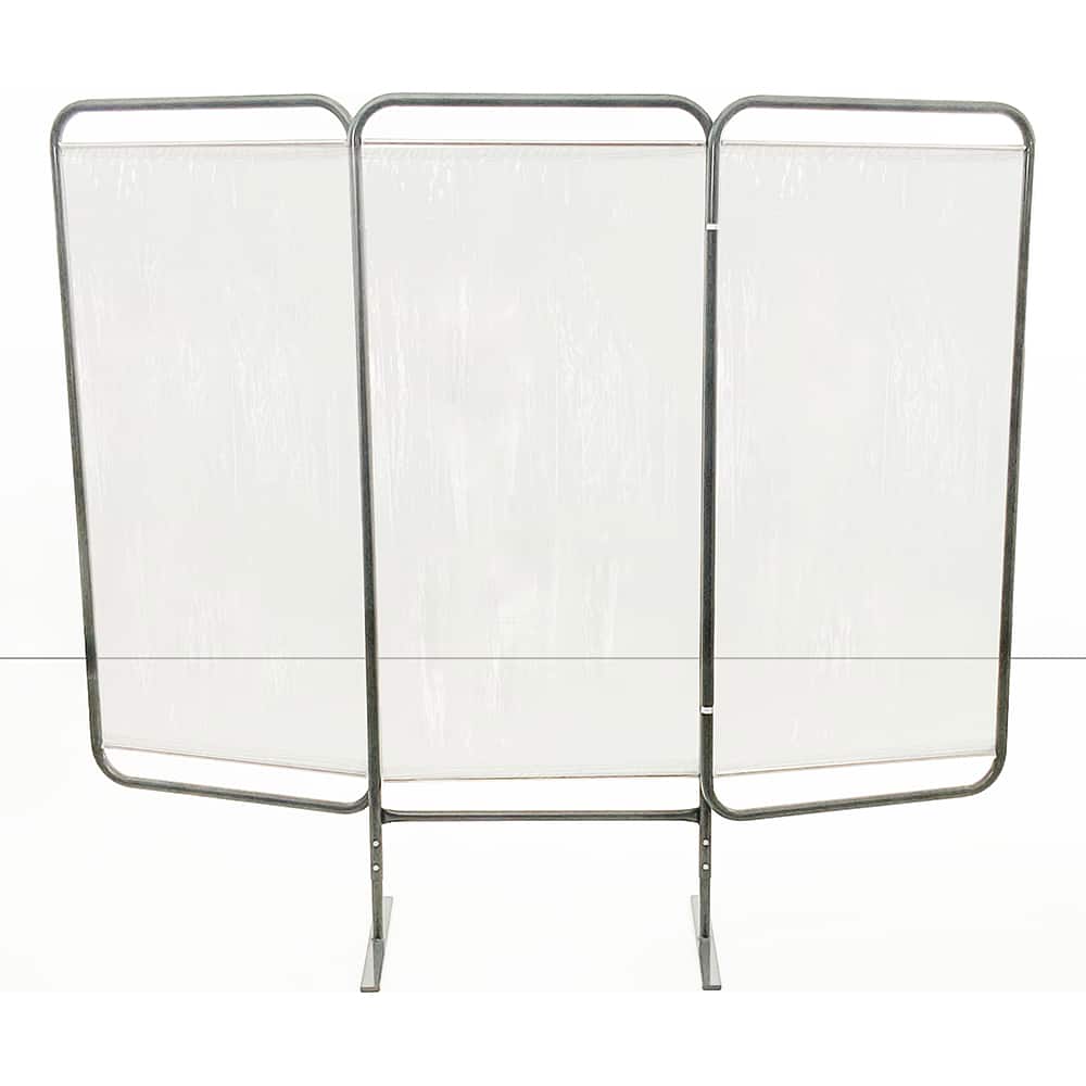 Three Panel Hinged Partition: 81" OAW, 69" OAH, Steel & Vinyl, Clear