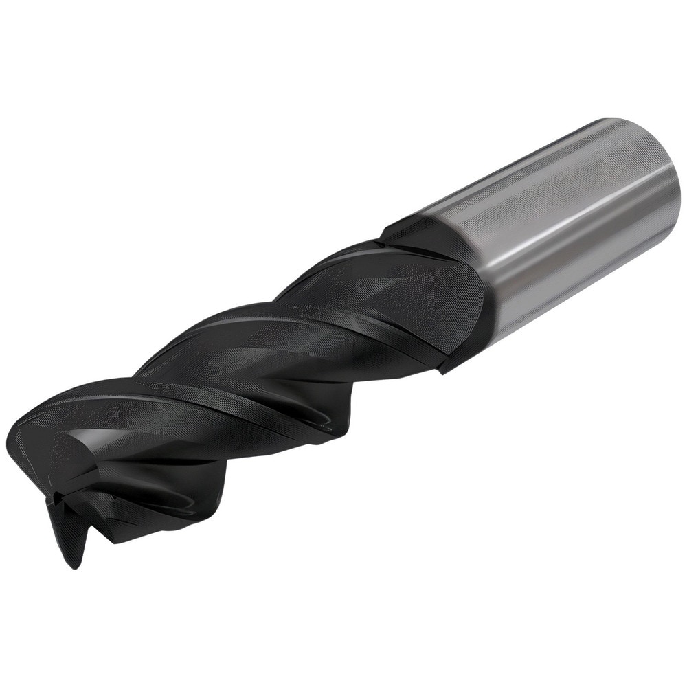 Corner Radius End Mill: 1" Dia, 2" LOC, 0.1250" Radius, 3 Flute, Solid Carbide