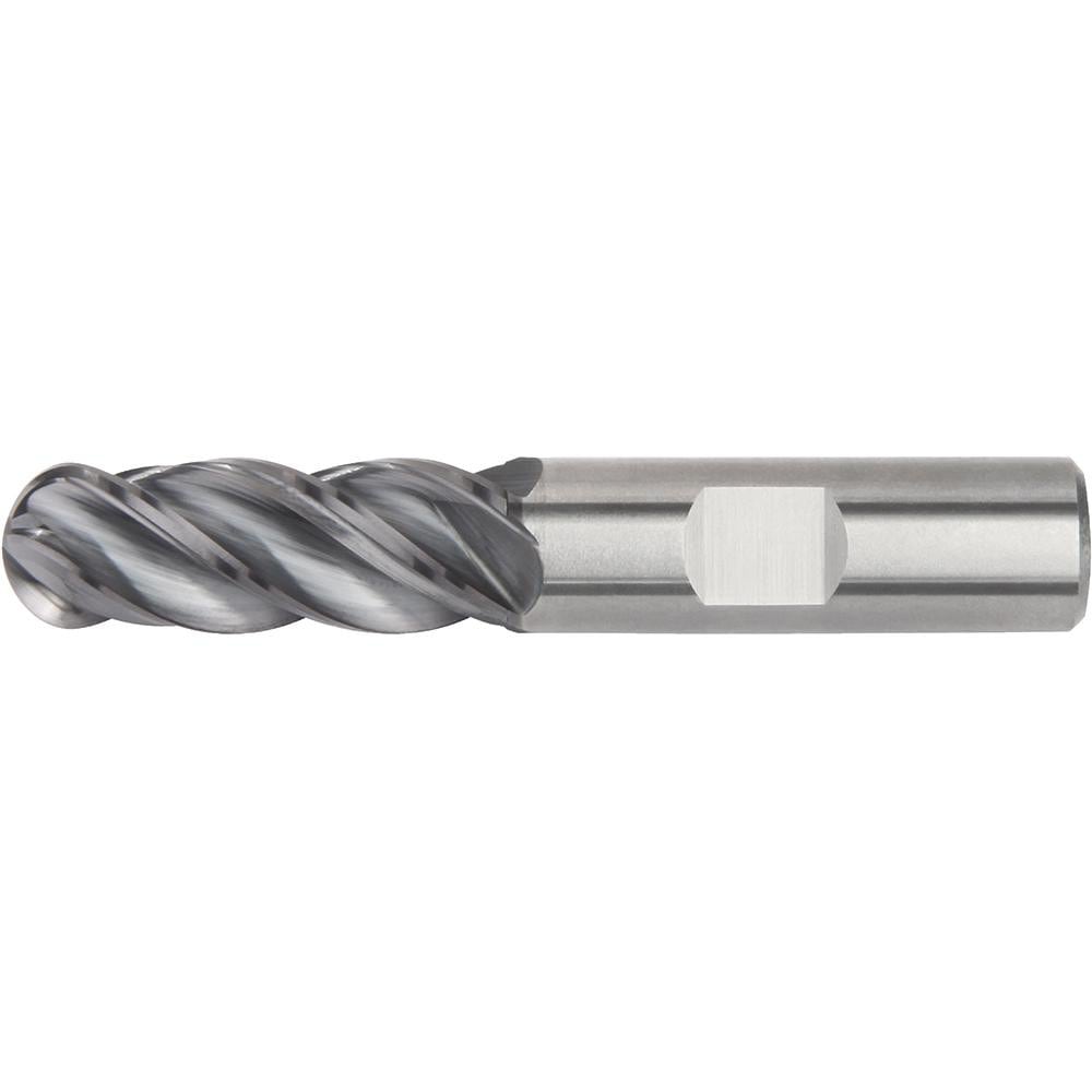 Ball End Mill: 5/8" Dia, 1-1/4" LOC, 4 Flute, Solid Carbide
