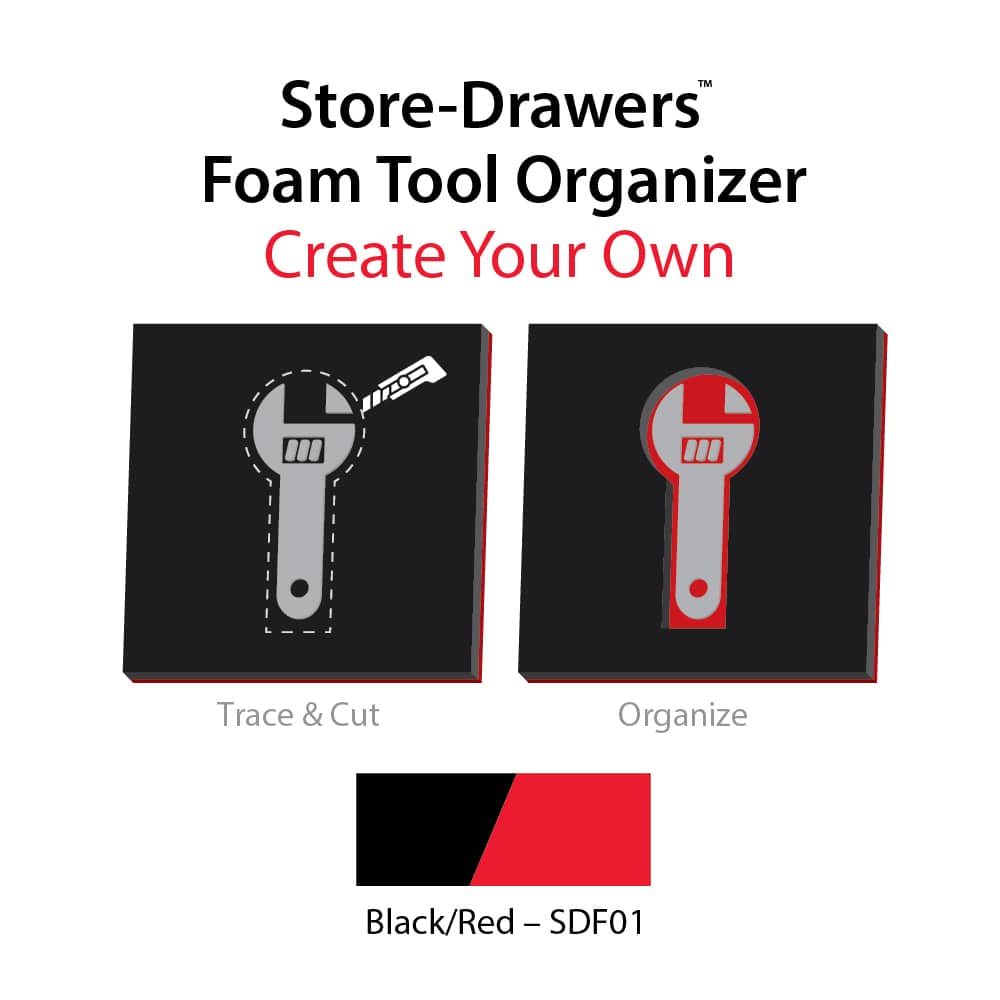 AccuformNMC - Tool Box Case & Cabinet Inserts; Type: Customizable Foam  Insert; For Use With: Store-Drawers™ Tool Boxes & Cases; Material Family:  Foam; Width (Inch): 40; Depth (Inch): 27; Color: Red, Black;