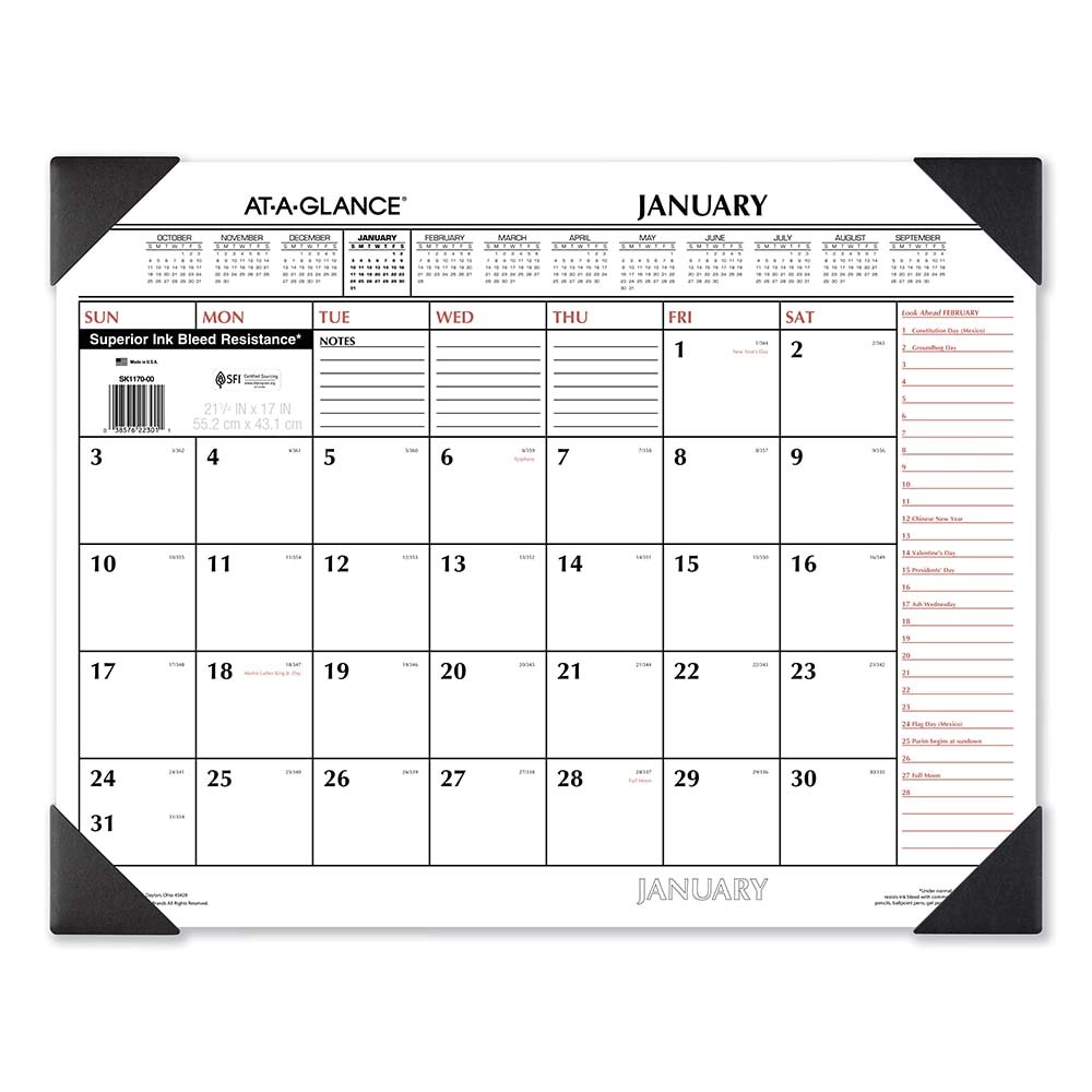 AT-A-GLANCE - Desk Pad: 12 Sheets, Planner Ruled | MSC Industrial ...