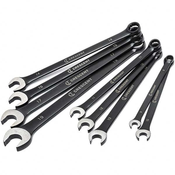 Combination Wrench Set: 9 Pc, 10 mm 11 mm 12 mm 13 mm 14 mm 15 mm 17 mm 19 mm & 8 mm Wrench, Metric