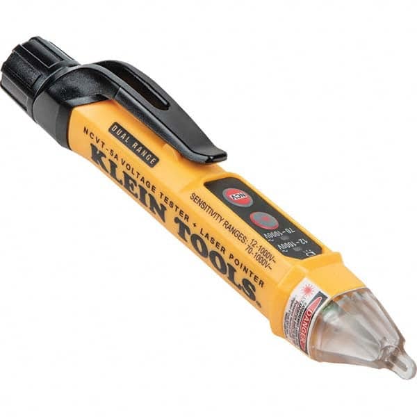 Klein Tools NCVT-5A Circuit Continuity & Voltage Testers; Tester Type: Non-Contact Voltage Tester ; Power Supply: AA Battery ; Includes: (2) AA Batteries; Laser Pointer ; Standards: CAT IV 1000 V; Laser: Class IIIa, 630-670nm, Max Power 5mW 