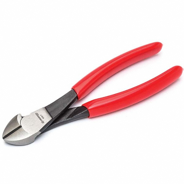 Diagonal Cutting Plier: 0.4" & 12 AWG Cutting Capacity - 25/32" Jaw Length, Angled Head, Double Dip Handle