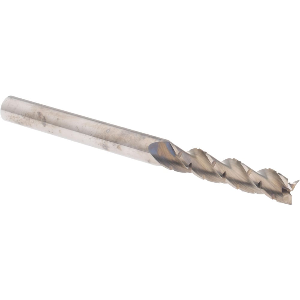 Roughing End Mill: 1/4" Dia, 3 Flutes, Single End, Chipbreaker, Solid Carbide
