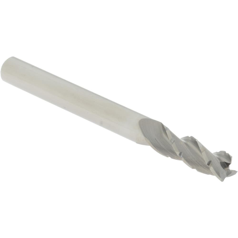 Roughing End Mill: 3 Flutes, 0.015" Corner Radius, Chipbreaker, Solid Carbide
