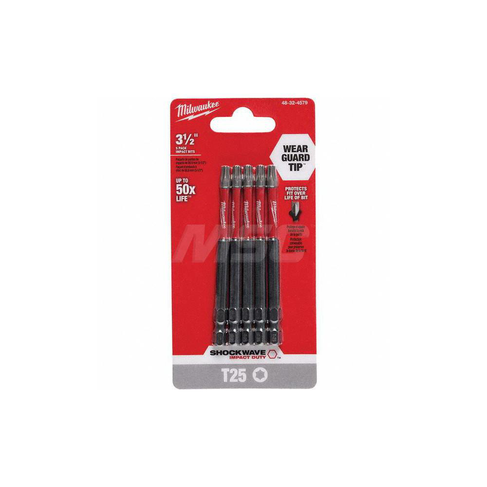 Milwaukee Tool Power Screwdriver Bit T25 Torx, 1/4" Hex Drive MSC