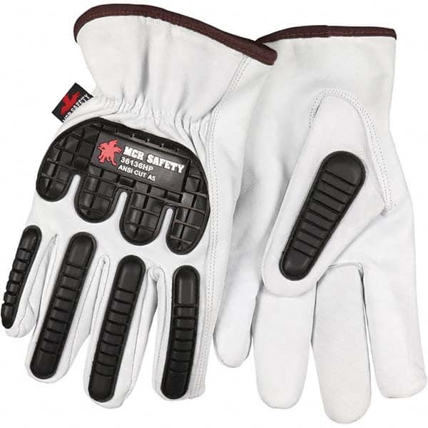 MCR SAFETY 36136HPL Cut, Puncture & Abrasive-Resistant Gloves: Size L, ANSI Cut A5, ANSI Puncture 3, Leather 