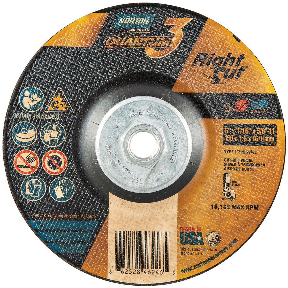 Norton Cutoff Wheel 6" Dia, 1/16" Thick, 1/16 in" Hole, Ceramic