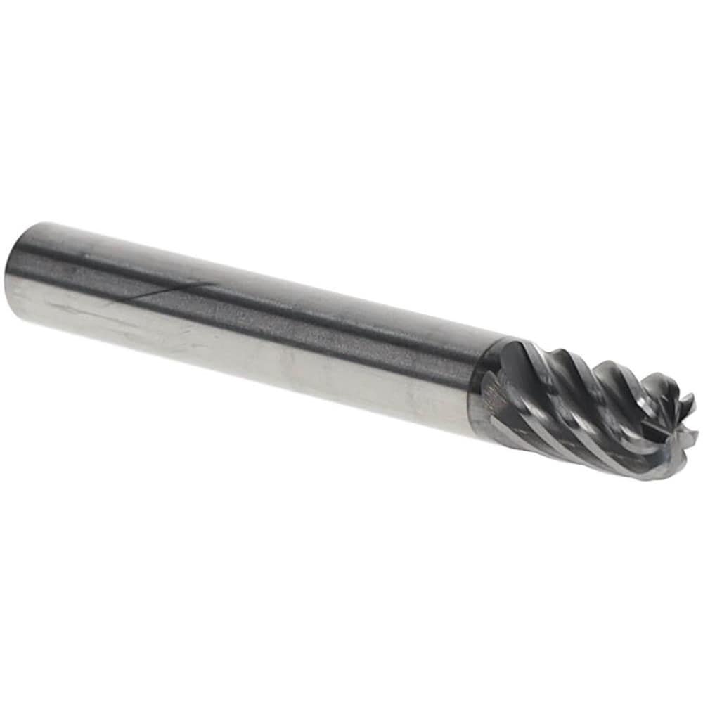 Corner Radius End Mill: 1/4" Dia, 3/8" LOC, 38 deg Helix, Corner Radius End,   Series HS