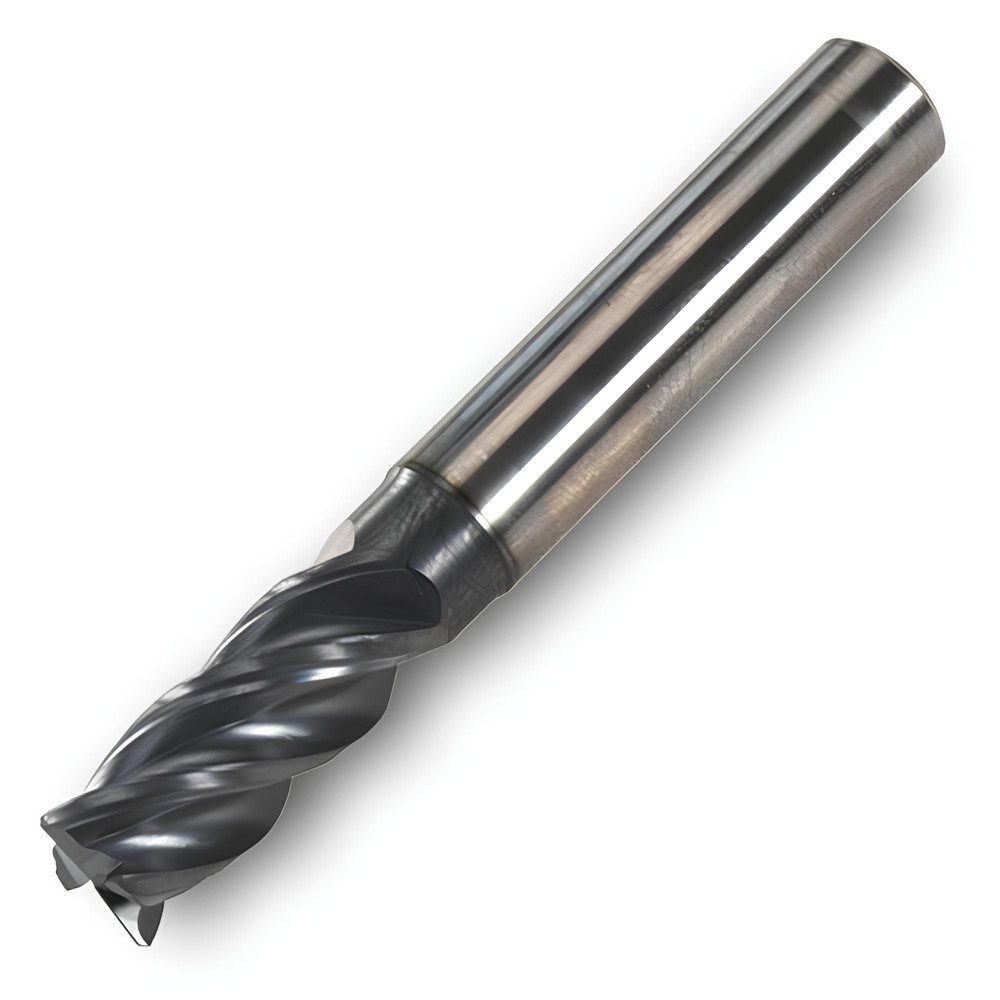 Corner Radius End Mill: 3/8" Dia, 5 Flute, Solid Carbide - 3" OAL, 3/8" Shank Dia, 35 & 37 deg Helix, TiAlN Finish, Series 47J_RQ, Centercutting