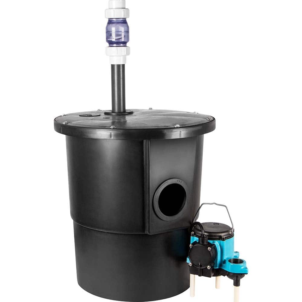 Little Giant Pumps 506081 Sump Pump Systems; Type: Sump Pump System; Input Voltage: 115 V; Voltage: 115; Contents: Basin, cover, gaskets and hardware, Piggyback vertical float switch assembly, pump, check valve; GPH @ 5 Feet of Head: 45.000; Shut Off Feet: 32; Cord Length: 10; Cer 