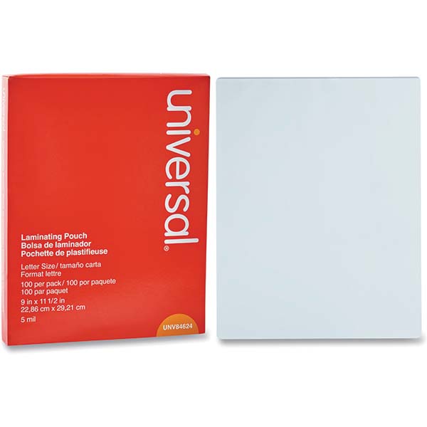 UNIVERSAL Laminating Pouches, 5 mil, 9" x 11.5", Matte Clear, 100