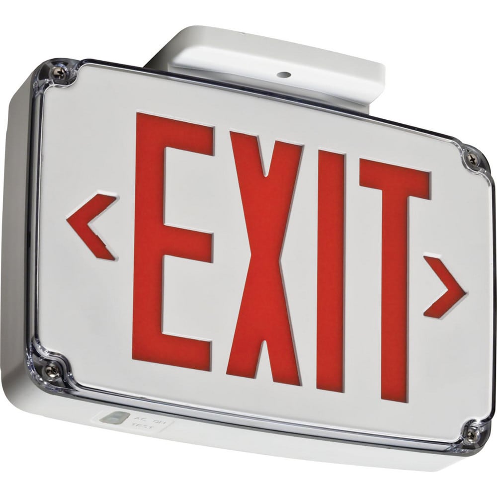 Combination Exit Signs; Mounting Type: Surface Mount; Wall Mount ; Number of Faces: 1 ; Lamp Type: LED ; Number of Heads: 0 ; Battery Type: Nickel Cadmium ; Housing Color: White