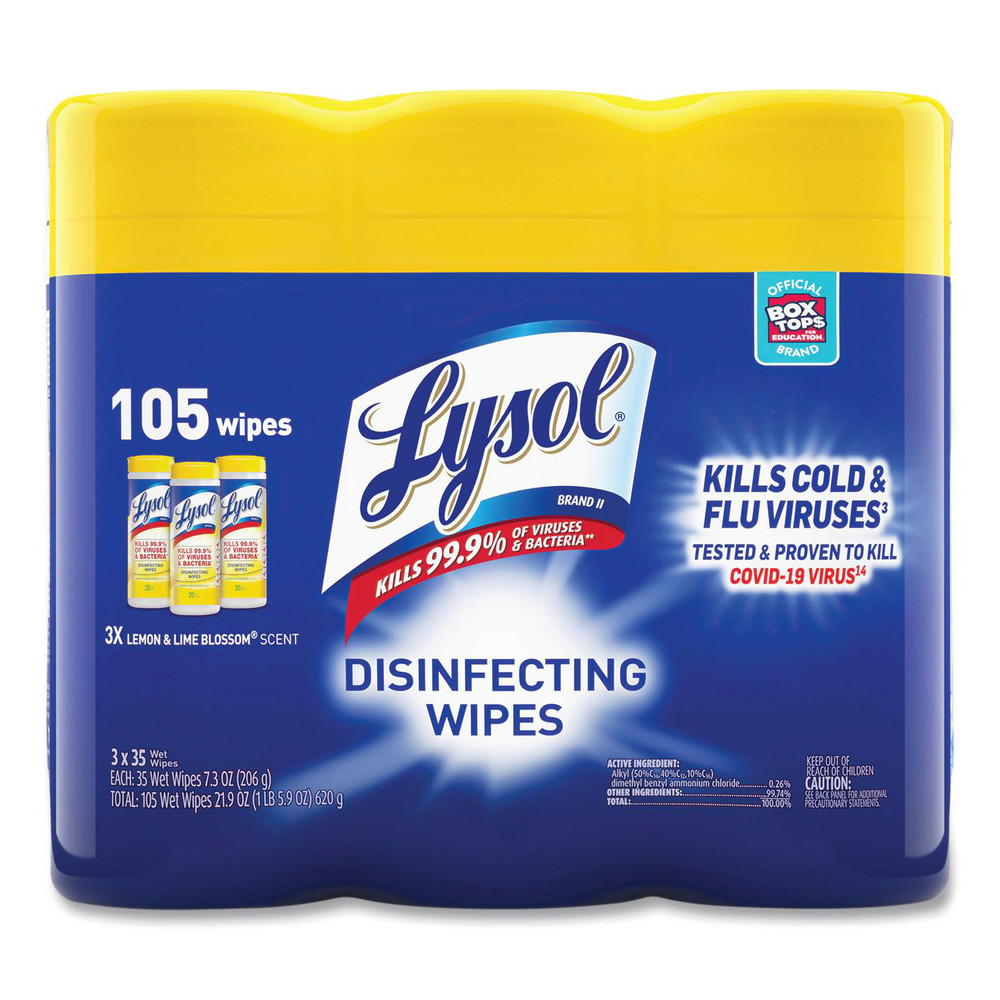 Disinfecting Wipes, 1-Ply, 7" x 7.25", Lemon and Lime Blossom, White