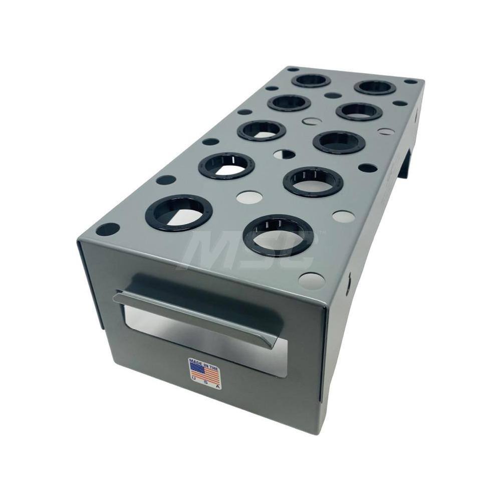 CNC Storage Racks; Rack Type: Benchtop ; Tool Type: CNC Tool Holder ; Load Capacity: 26 ; Overall Height: 5in ; Color: Gray ; Width (Inch): 7