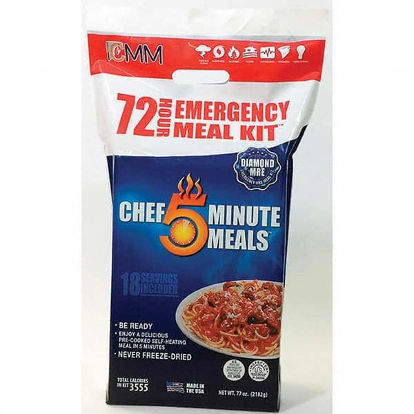 Chef Minute Meals FK70001-4 Ready-to-Eat Meals; Type: Variety Assortment ; Includes: (3) Jelly Packets; (6) Cutlery Kits w/Salt & Pepper; (6) Self-Heating Bag Ovens & Activator Solution 
