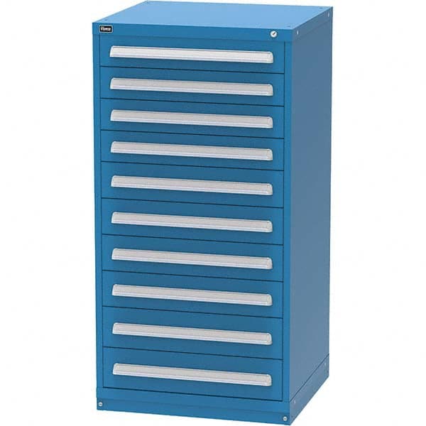 10 Drawer, 124 Compartment Bright Blue Steel Modular Storage Cabinet