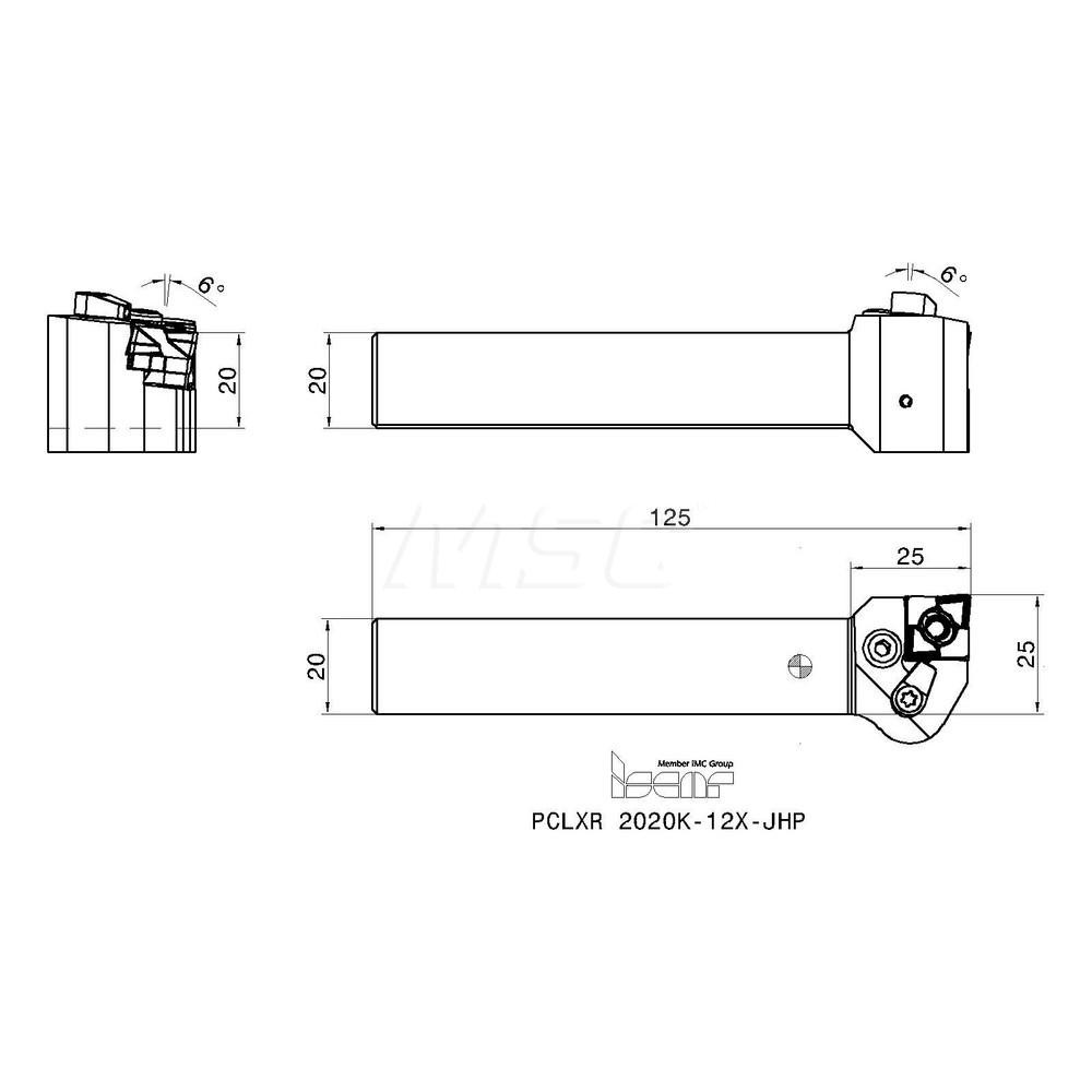 Iscar Indexable Turning Toolholder PCLXR 2020K12XJHP, Lever MSC