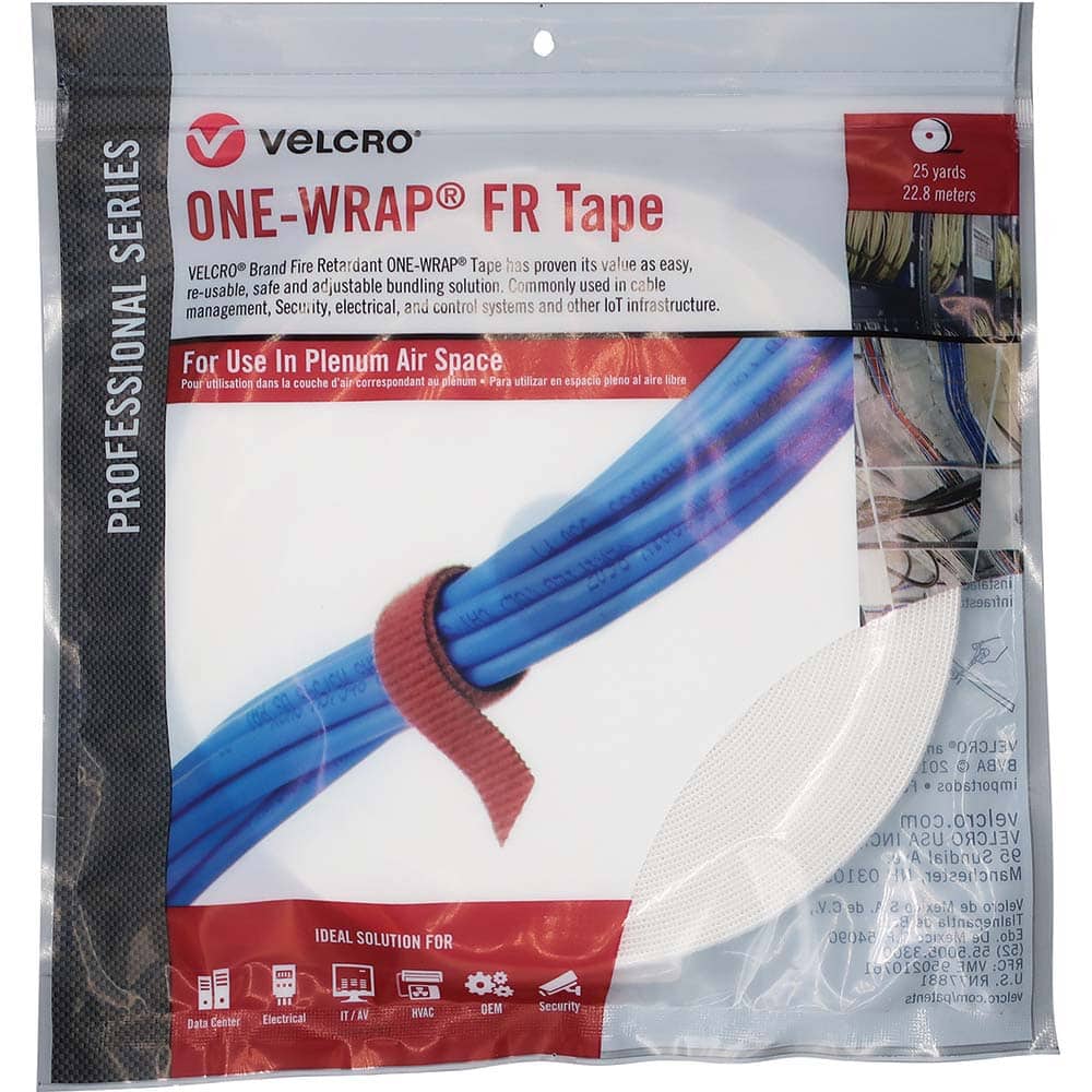 Velcro.Brand 31331 Cable Tie: 75" Long, White, Reusable 