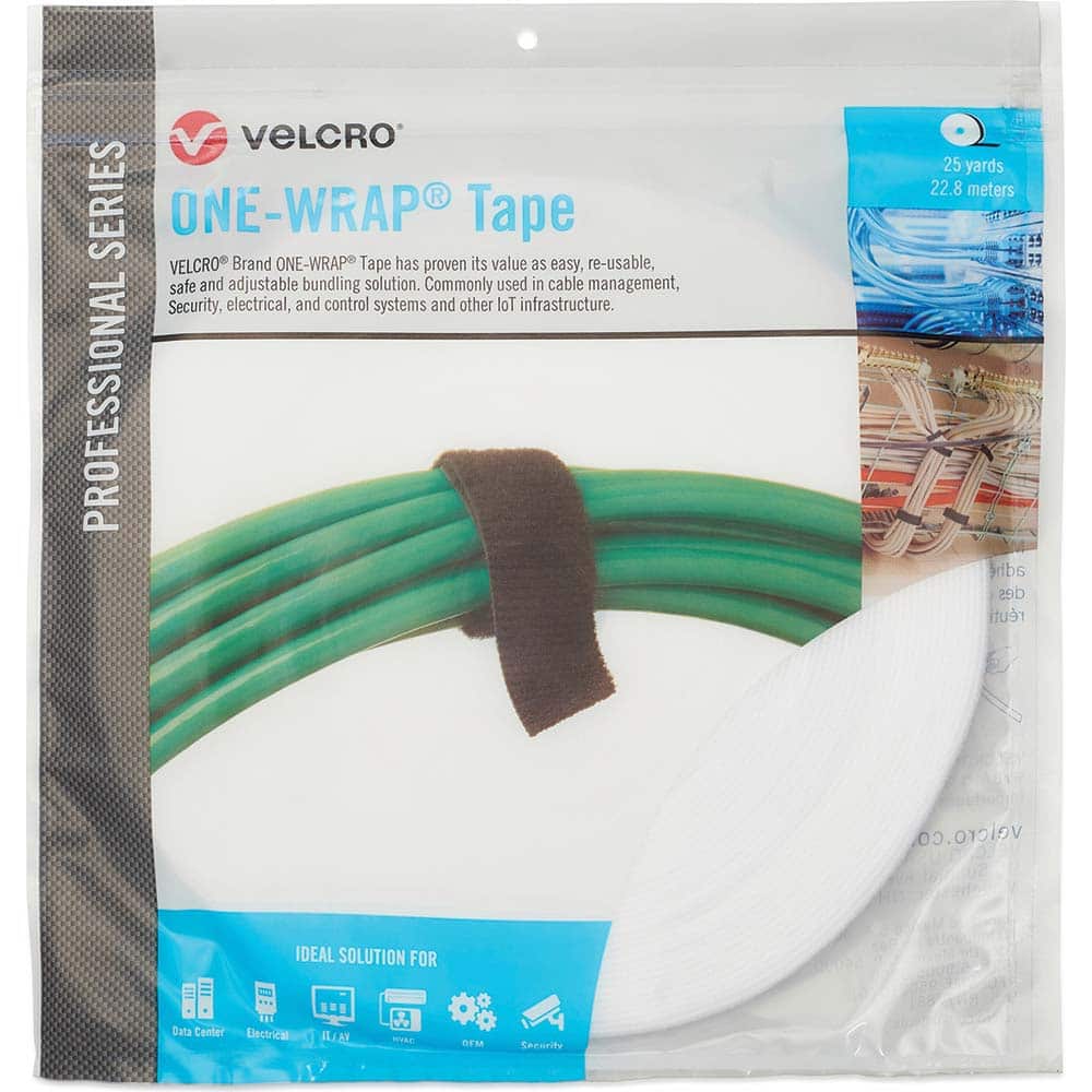 Velcro.Brand 31033 Cable Tie: 75" Long, White, Reusable 