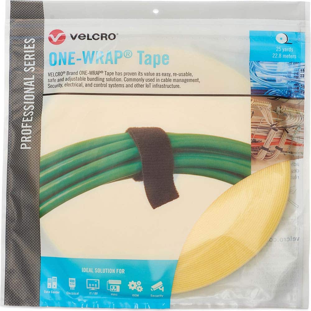 Velcro.Brand 30953 Cable Tie: 75" Long, Yellow, Reusable 