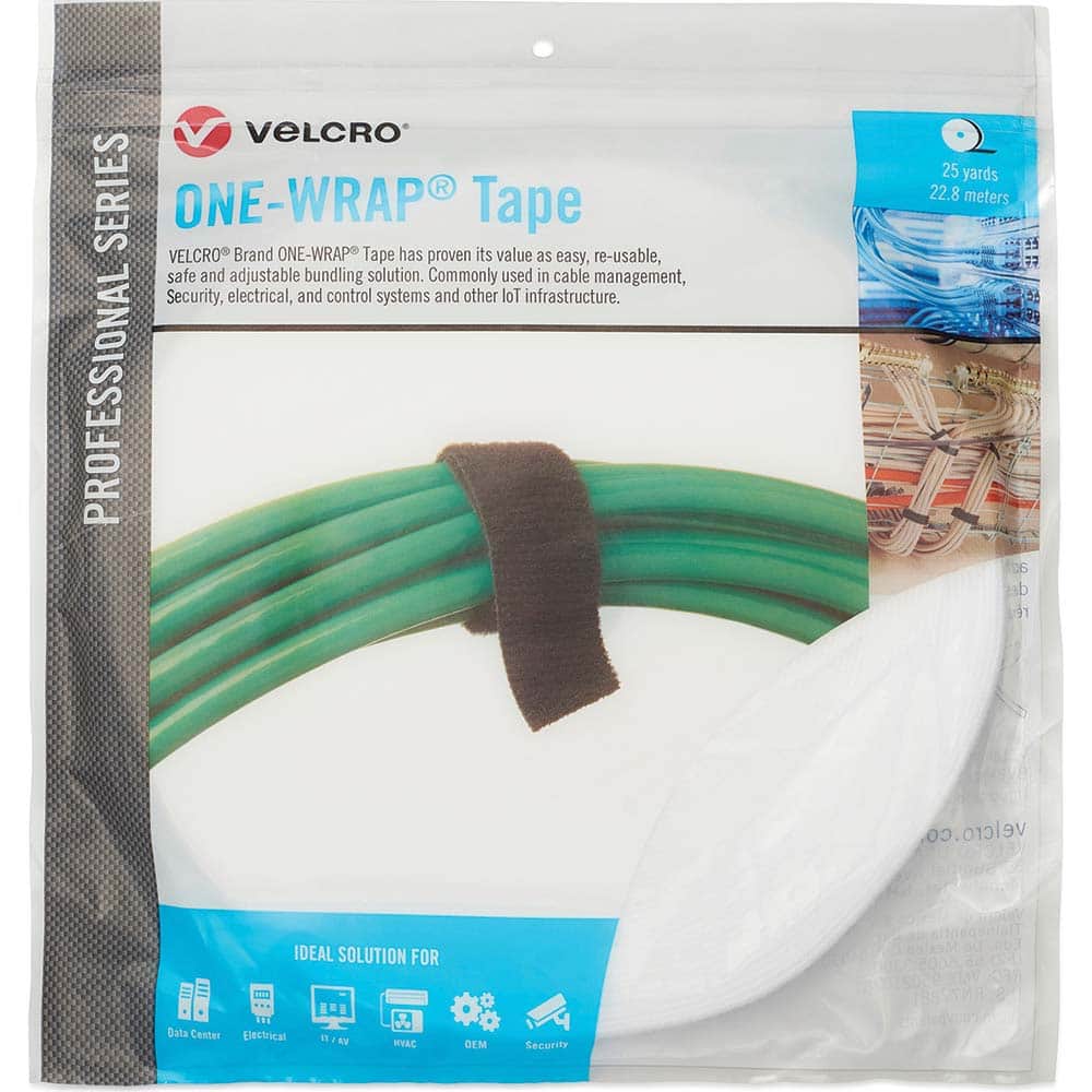 Velcro.Brand 31091 Cable Tie: 75" Long, White, Reusable 