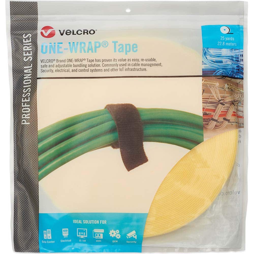 Velcro.Brand 30958 Cable Tie: 75" Long, Yellow, Reusable 
