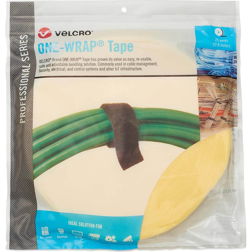Velcro.Brand 30957 Cable Tie: 75" Long, Yellow, Reusable 