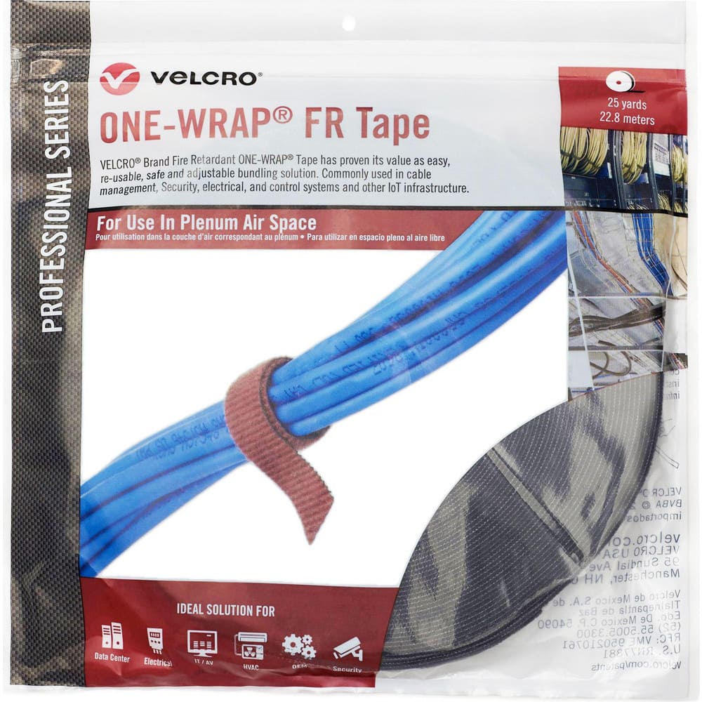 Velcro.Brand 30986 Cable Tie: 75" Long, Black, Reusable 