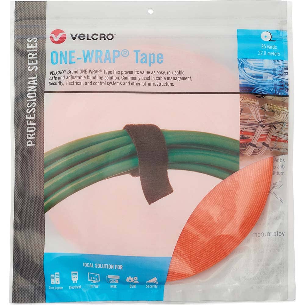 Velcro.Brand 31072 Cable Tie: 75" Long, Orange, Reusable 