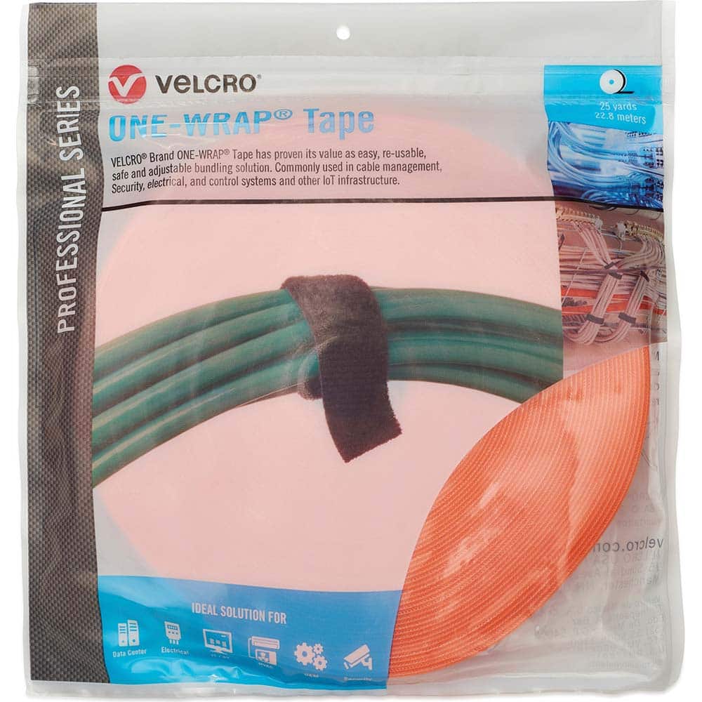 Velcro.Brand 31055 Cable Tie: 75" Long, Orange, Reusable 