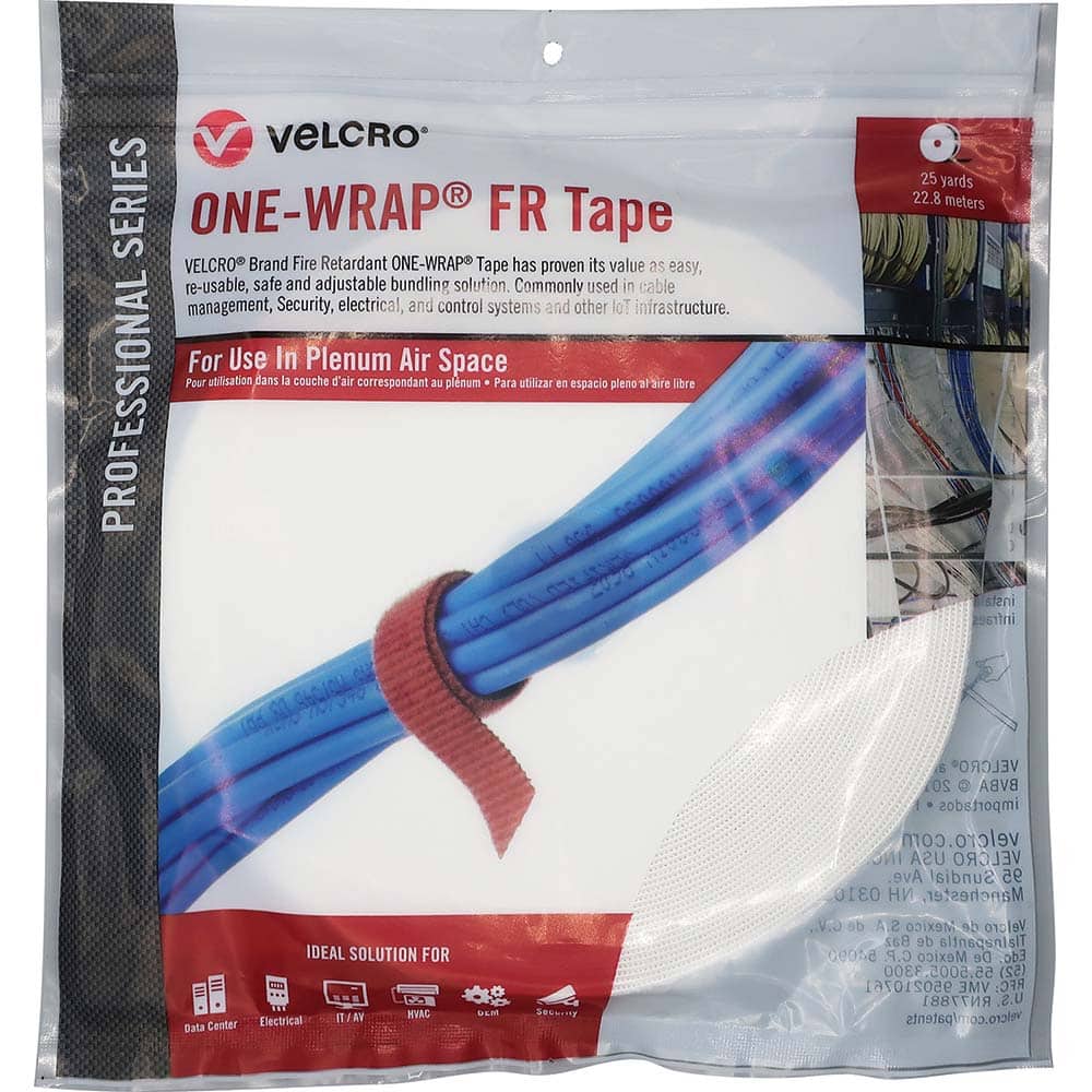 Velcro.Brand 31332 Cable Tie: 75" Long, White, Reusable 