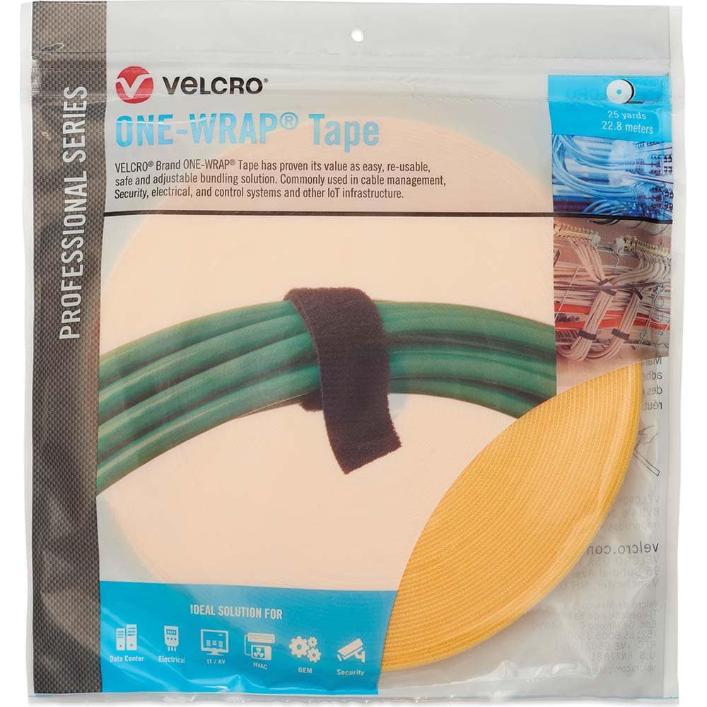 Velcro.Brand 31064 Cable Tie: 75" Long, Yellow, Reusable 