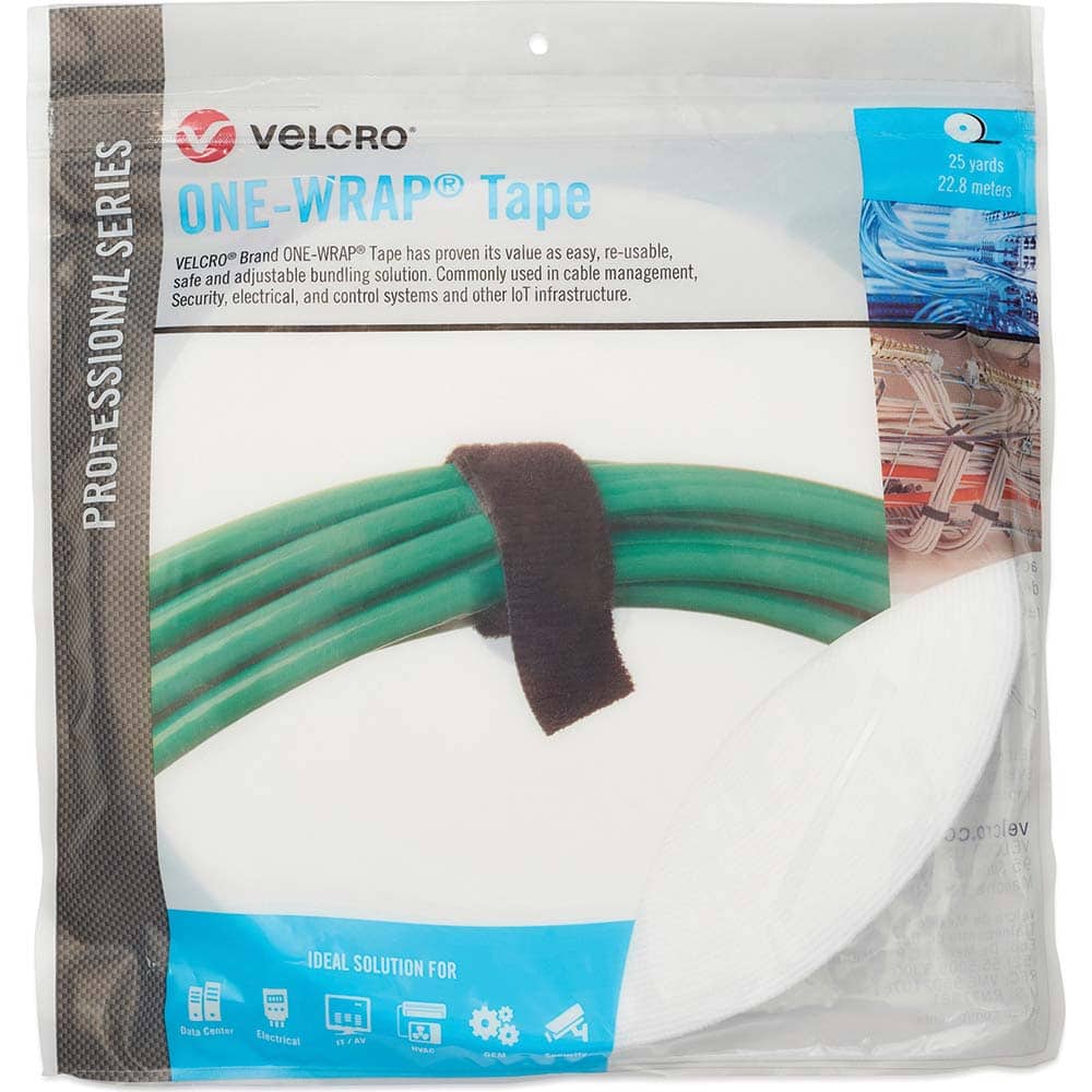 Velcro.Brand 31088 Cable Tie: 75" Long, White, Reusable 