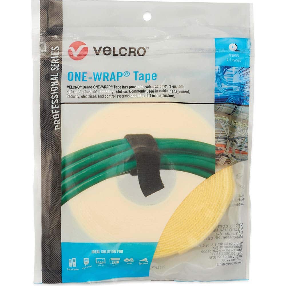Cable Tie: 180" Long, Yellow, Reusable