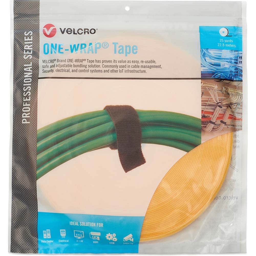 Velcro.Brand 31071 Cable Tie: 75" Long, Yellow, Reusable 