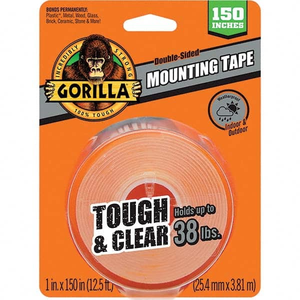 Clear Double-Sided Polyethylene Foam Tape: 1" Wide, 150" Long, 43 mil Thick, Acrylic Adhesive