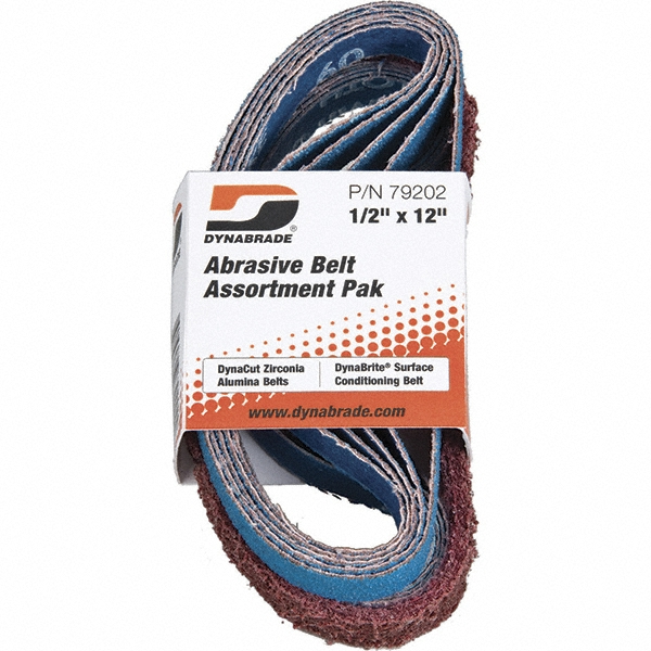 Abrasive Belt: 1/2" Wide, 12" OAL, 60 & 80 Grit, Aluminum Oxide - Coated & Non-Woven, Medium Grade, X Weighted, Wet & Dry