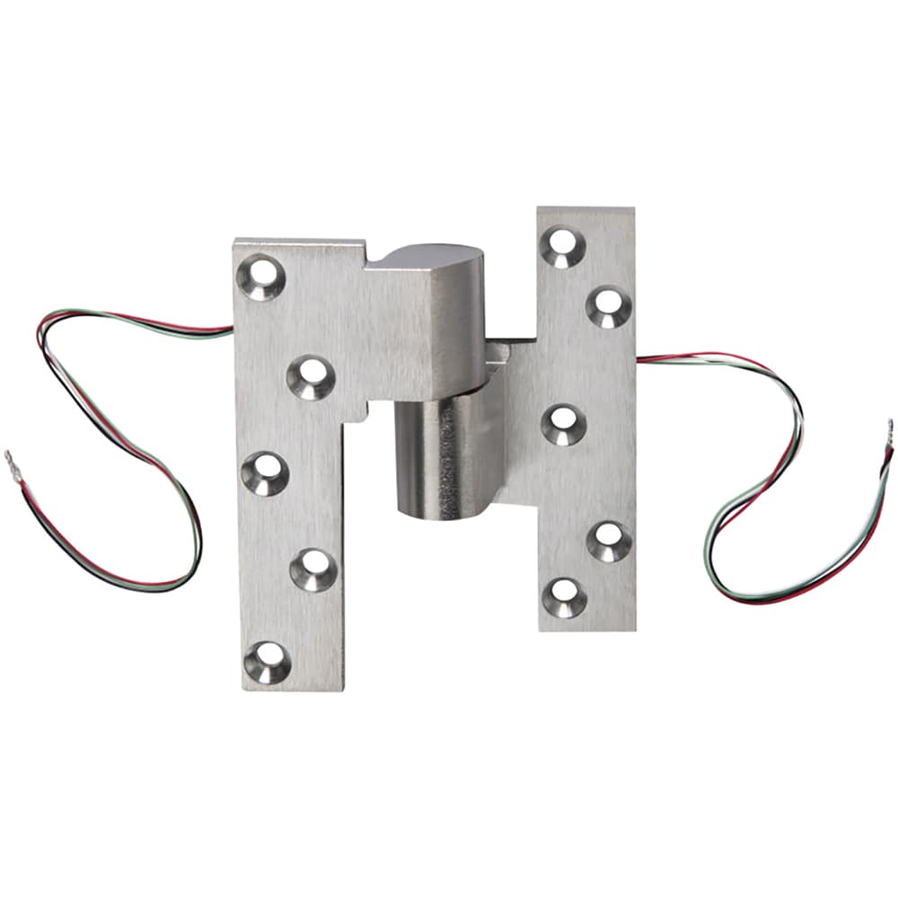 Pivot Hinges; Finish/Coating: Satin Chrome ; Type: Intermediate Low Voltage Transfer Pivot ; Hand: Right Hand ; Leaf Height: 5 (Inch); Length (Inch): 4-1/4 ; Minimum Door Thickness (Inch): 1-3/4